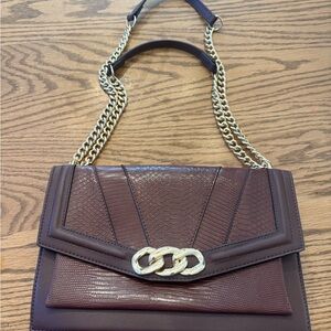 INC International Concepts Brown and Gold Chain Shoulder Bag